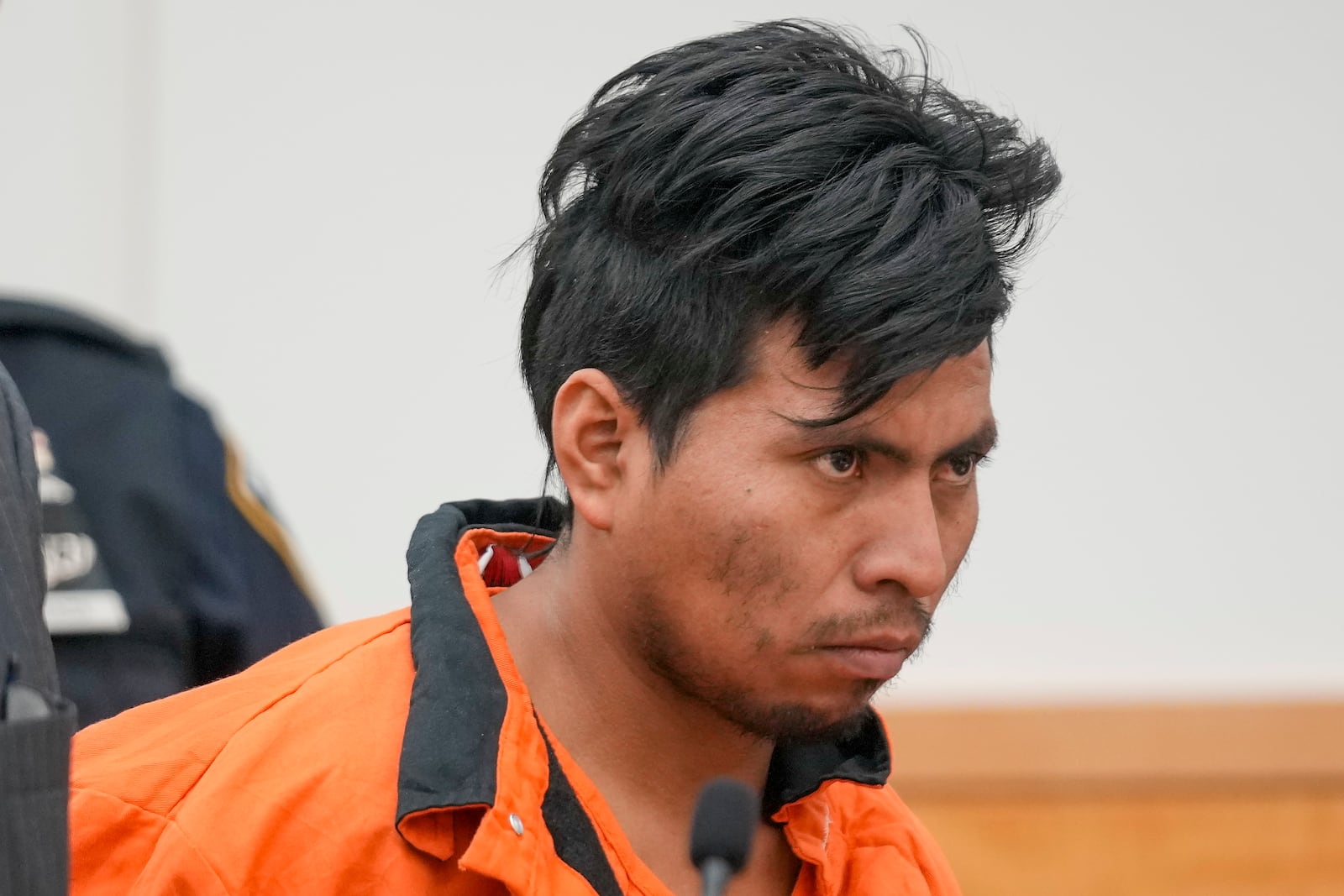 Sebastian Zapeta, accused of burning a woman to death inside a New York City subway train, appears in Kings County Supreme Court for an arraignment, Tuesday, Jan. 7, 2025, in New York. (AP Photo/Seth Wenig)