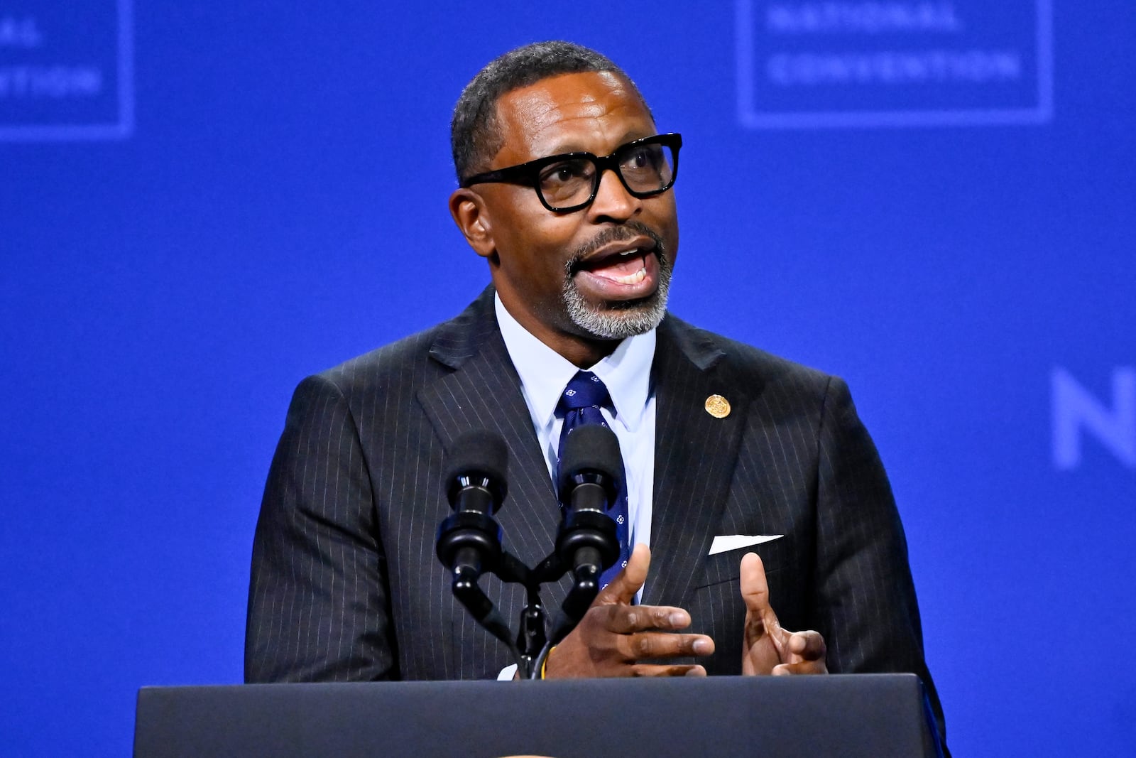 FILE - NAACP President and CEO Derrick Johnson speaks at the 115th NAACP National Convention in Las Vegas, July 16, 2024. (AP Photo/David Becker, File)