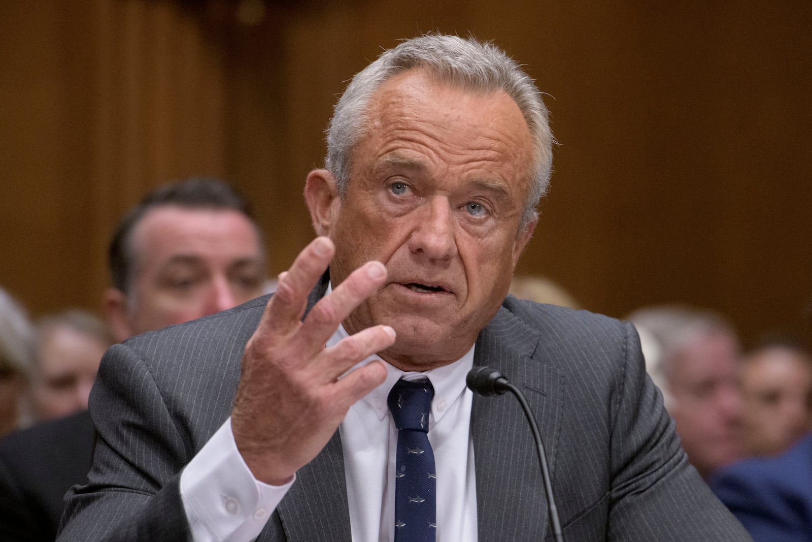 FILE - Robert F. Kennedy, Jr., President Trump's nominee to serve as Secretary of Health and Human Services testifies during a Senate Committee on Health, Education, Labor and Pensions hearing for his pending confirmation on Capitol Hill, Jan. 30, 2025, in Washington. (AP Photo/Rod Lamkey, Jr., File)