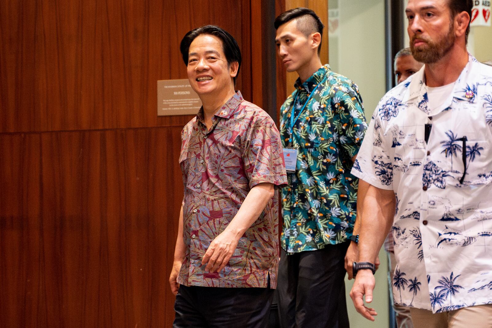 Taiwan President Lai Ching-te arrives at the East-West Center for an informal private discussion during a transit stopover in Hawaii en route to visit several Pacific Islands, Sunday, Dec. 1, 2024, in Honolulu. (AP Photo/Mengshin Lin)