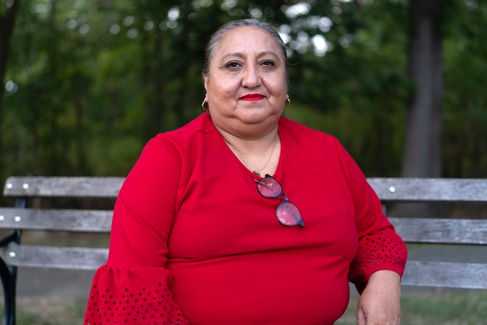 Ingrid Vaca poses for a photograph in Arlington, Va.,Wednesday, Oct. 16, 2024. (AP Photo/Jose Luis Magana)