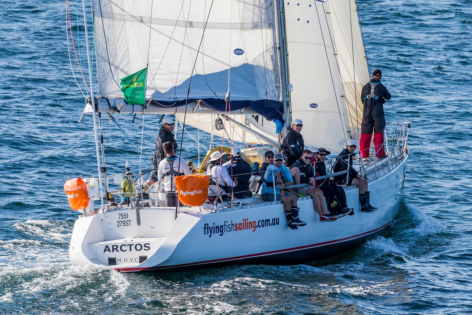 Flying Fish Arctos sails out to sea following the start of the Sydney to Hobart yacht race in Sydney, Thursday, Dec. 26, 2024. (Carlo Borlenghi/Rolex via AP)