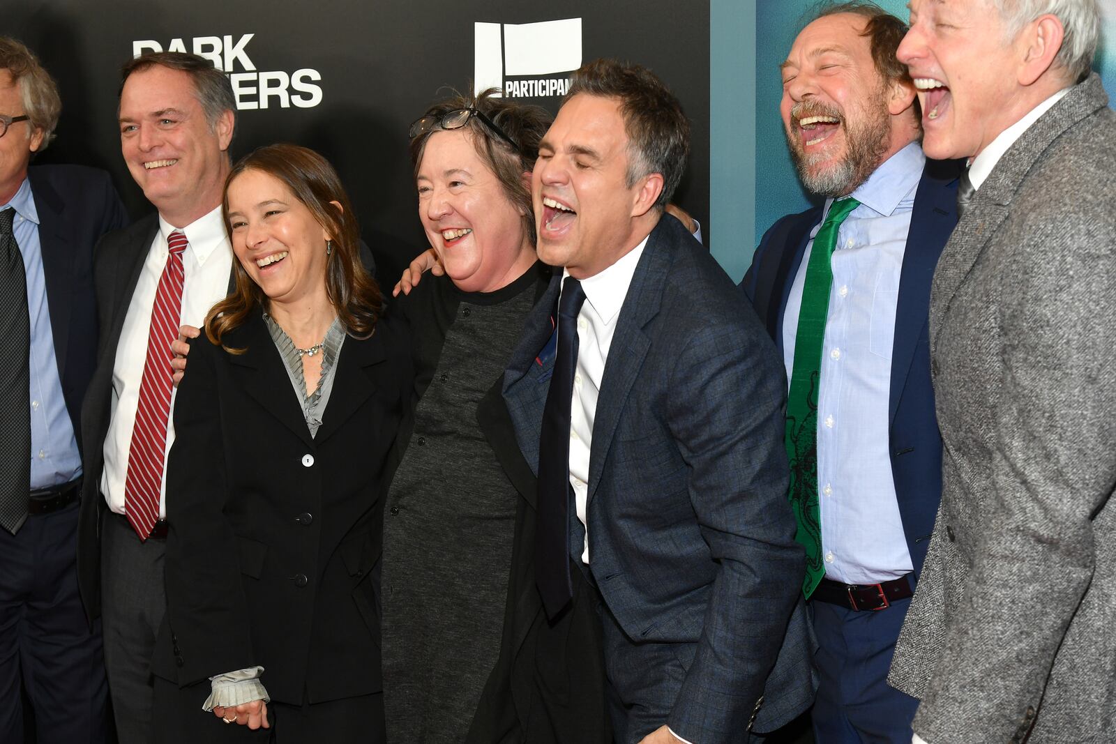 NEW YORK, NEW YORK - NOVEMBER 12: (L-R) Robert Bilott, Pamela Koffler, Christine Vachon, Mark Ruffalo, Bill Camp attend the "Dark Waters" New York Premiere at Walter Reade Theater on November 12, 2019 in New York City. Mark Ruffalo plays Bilott, a 1983 Fairborn High School graduate, in the movie shot in Cincinnati and Hamilton. (Photo by Mike Coppola/Getty Images)