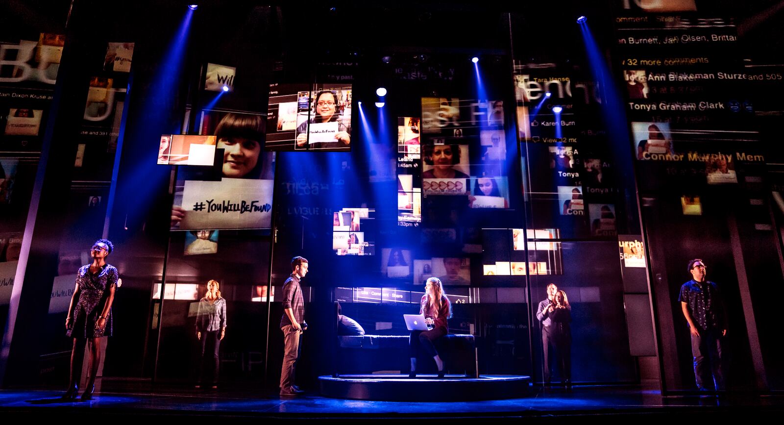 Stephen Christopher Anthony as 'Evan Hansen' and the North American touring company of "Dear Evan Hansen." presented by Dayton Live at the Schuster Center. PHOTO BY MATTHEW MURPHY