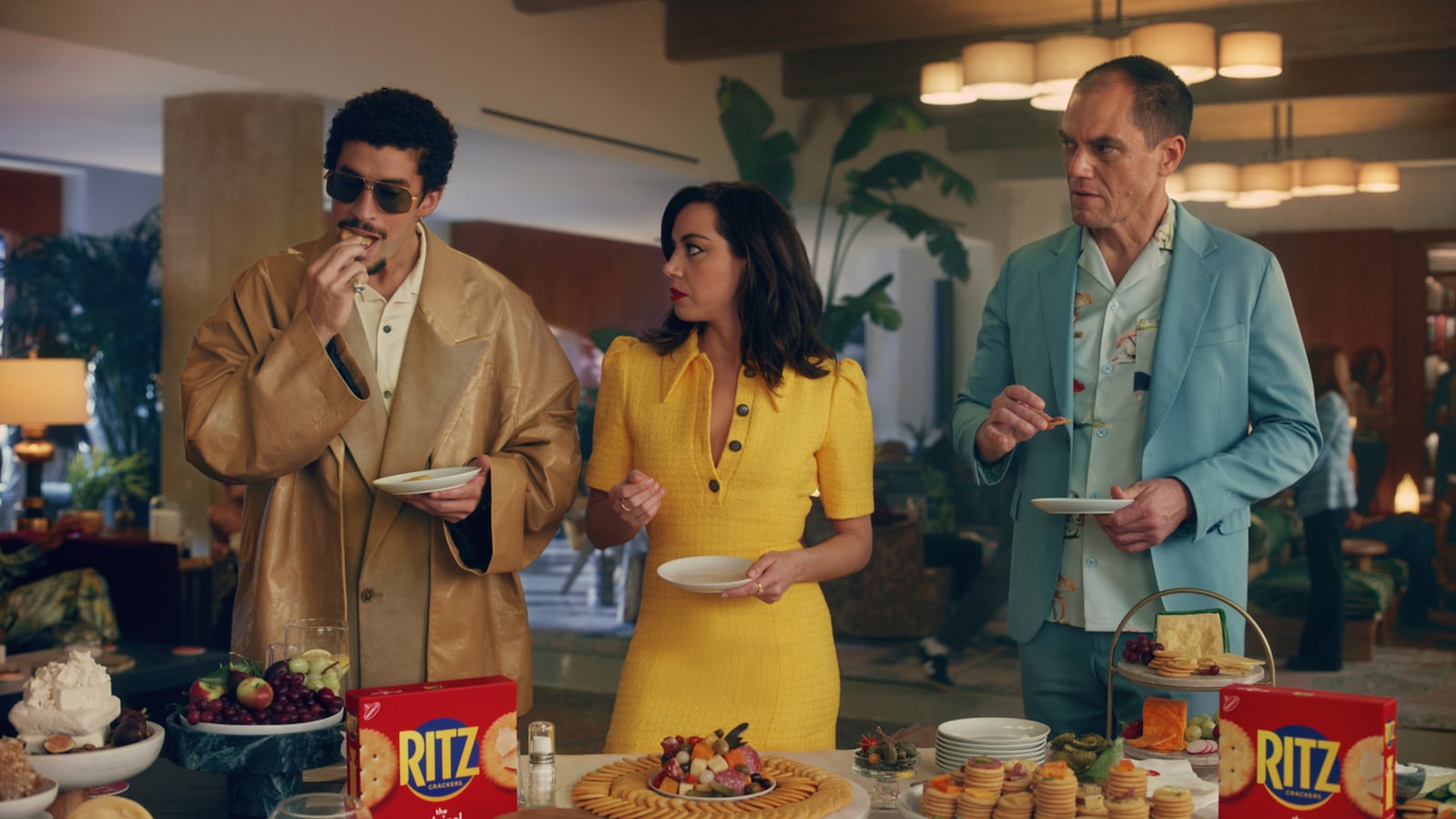 This photo provided by The RITZ brand shows the RITZ Crackers 2025 Super Bowl NFL football spot. (The RITZ brand via AP)