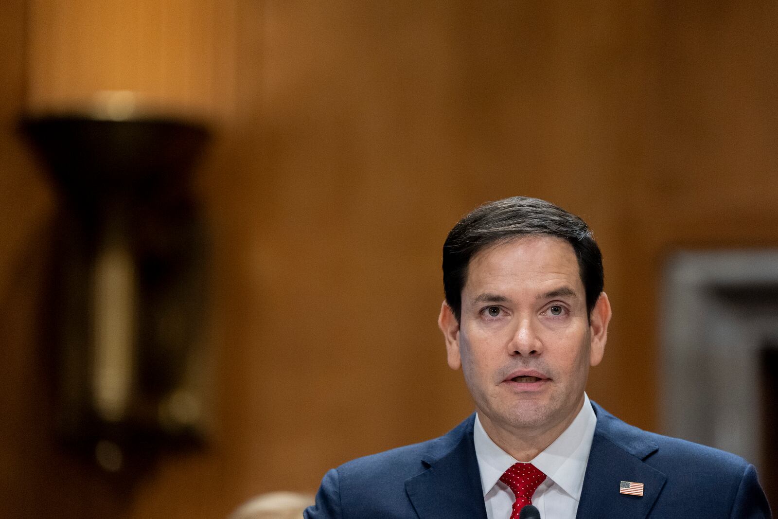 Sen. Marco Rubio, R-Fla., President-elect Donald Trump's choice to be Secretary of State, appears before the Senate Foreign Relations Committee for his confirmation hearing, at the Capitol in Washington, Wednesday, Jan. 15, 2025. (AP Photo/Alex Brandon)