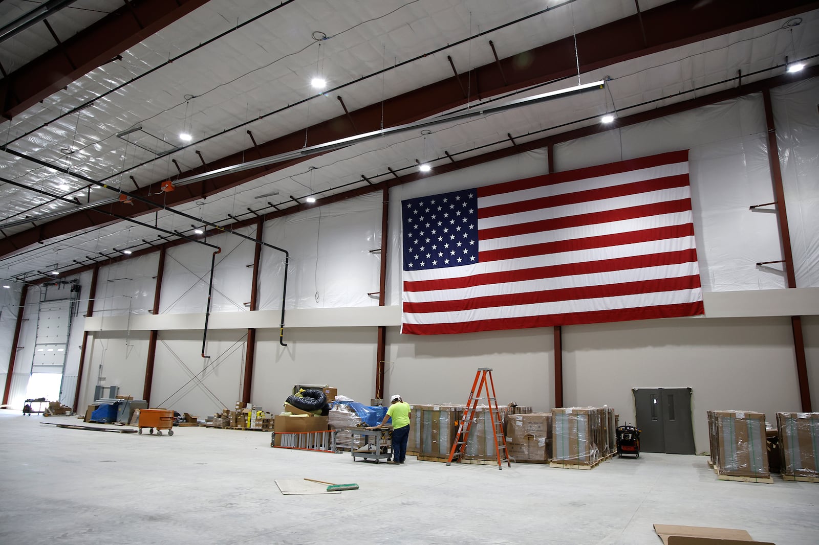 The aircraft hangar in the new National Advanced Air Mobility Center of Excellence at Springfield-Beckley Municipal Airport Thursday, Sept. 14, 2023. BILL LACKEY/STAFF