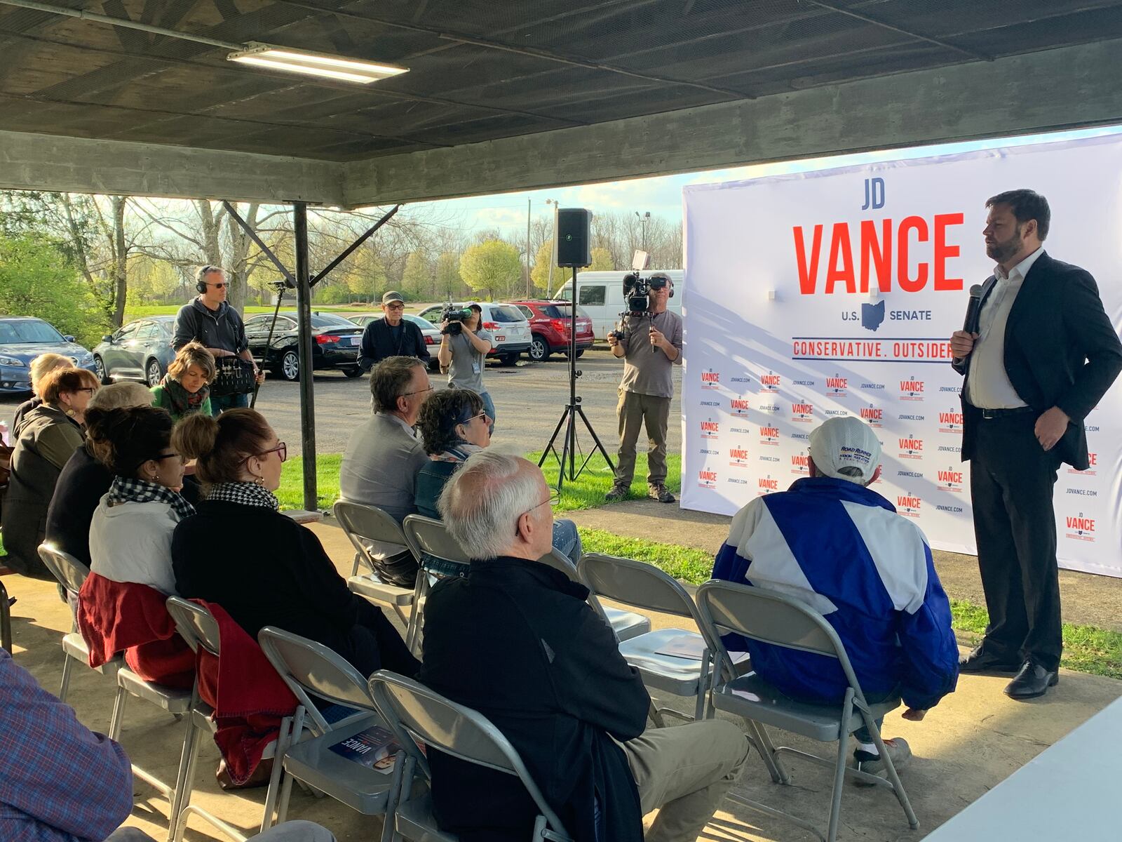 U.S. Senate candidate JD Vance speaks at a campaign event in Huber Heights April, 21, 2022.