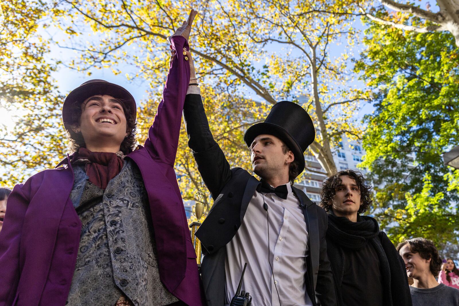 Miles Mitchel, 21, winner of the Timothee Chalomet lookalike contest held near Washington Square Park, Sunday, Oct. 27, 2024, in New York. (AP Photo/Stefan Jeremiah)