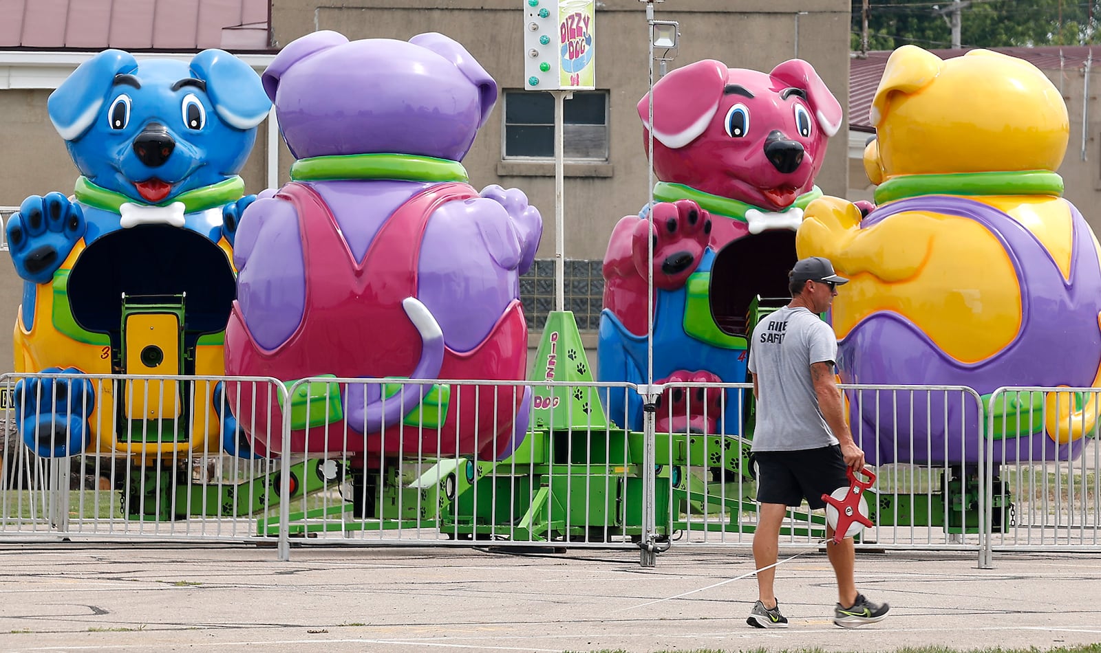 Workers from Durant Amusements started setting up rides on the midway at the Clark County Fairgrounds Tuesday, July 9, 2024. The Clark County Fair starts in 10 days. BILL LACKEY/STAFF