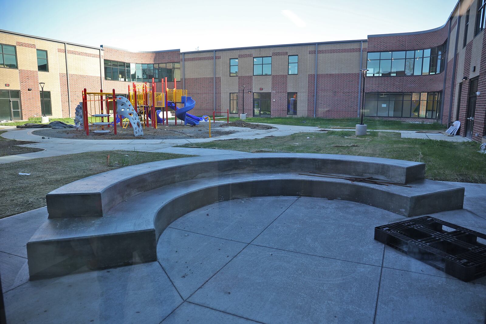 Greenon School Board officials toured the new, nearly complete, Greenon School Friday prior to the board meeting. BILL LACKEY/STAFF