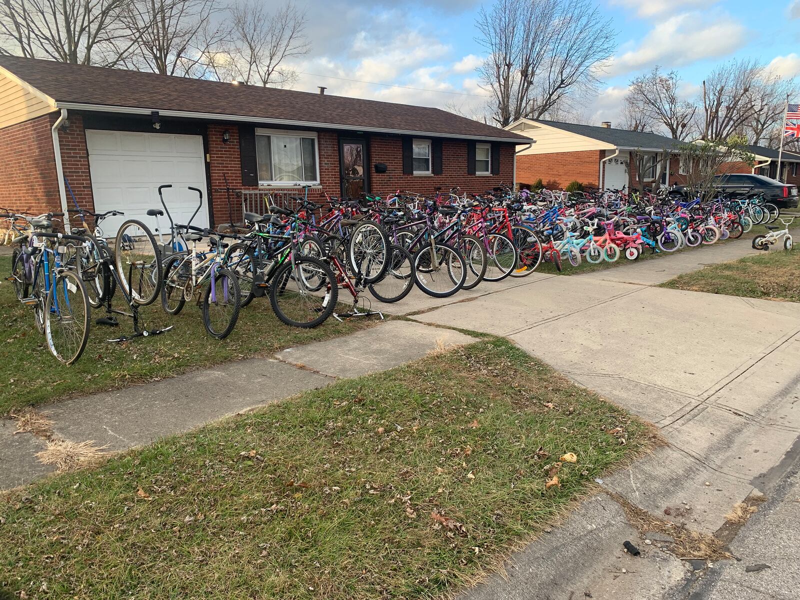 David Nugent never charges the families who come to get bicycles he has repaired. He fills his yard in Brookville monthly with hundreds of bikes ready to give to children. CONTRIBUTED