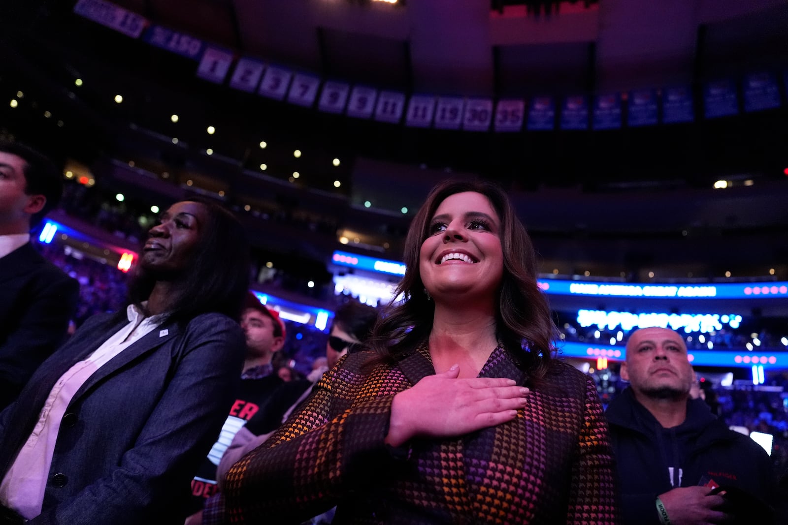 Rep. Elise Stefanik, R-N.Y., attends a campaign rally for Republican presidential nominee former President Donald Trump at Madison Square Garden, Sunday, Oct. 27, 2024, in New York. (AP Photo/Julia Demaree Nikhinson)