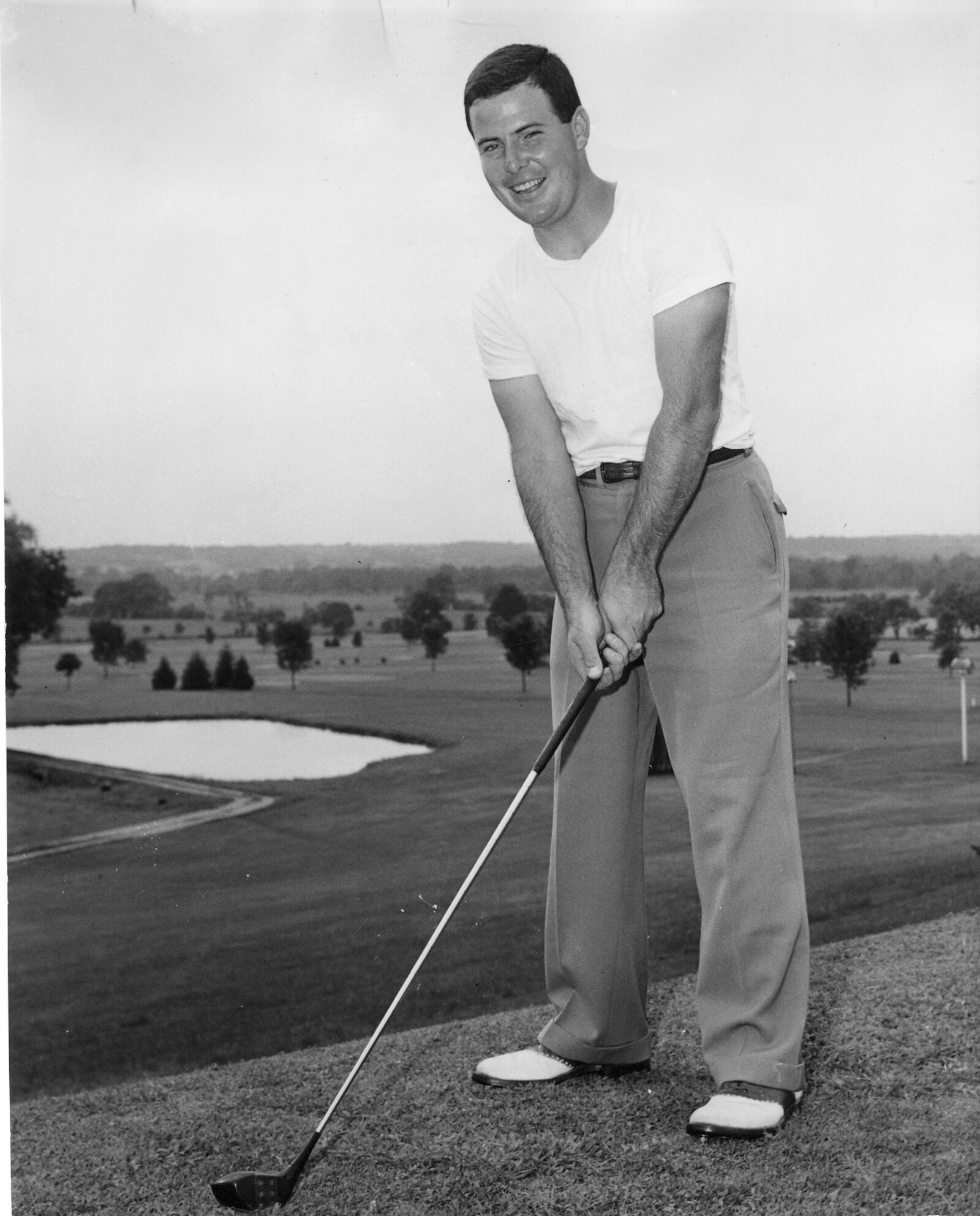 Pete Dye poses for a photo in 1949, six years after he won the state golf championship for Urbana High School. Dye went on to become one of the game's great golf course designers. He now lives in Carmel, Ind. News-Sun photo