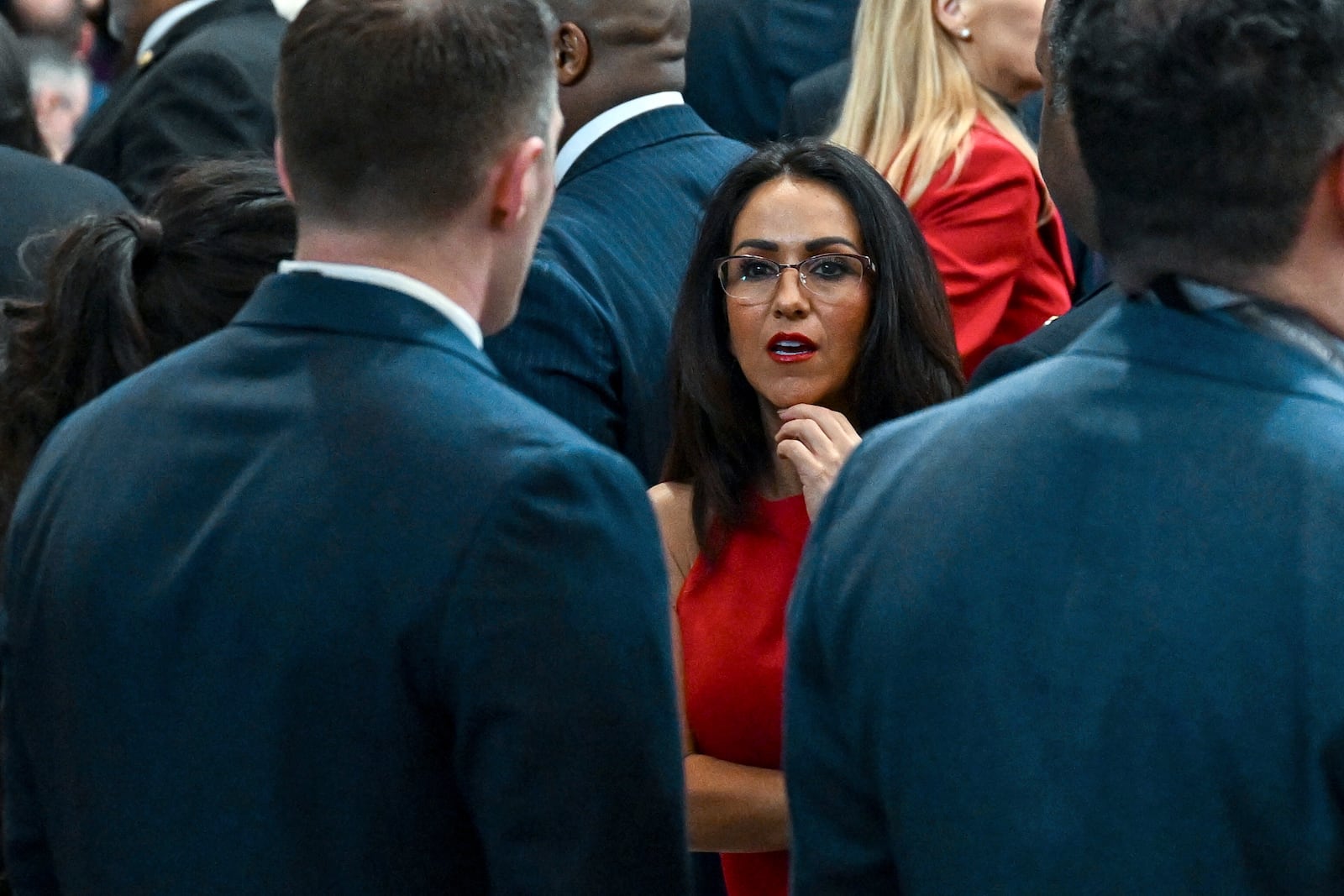 Rep. Lauren Boebert, R-Colo., arrives before the 60th Presidential Inauguration in the Rotunda of the U.S. Capitol in Washington, Monday, Jan. 20, 2025. (Kenny Holston/The New York Times via AP, Pool)