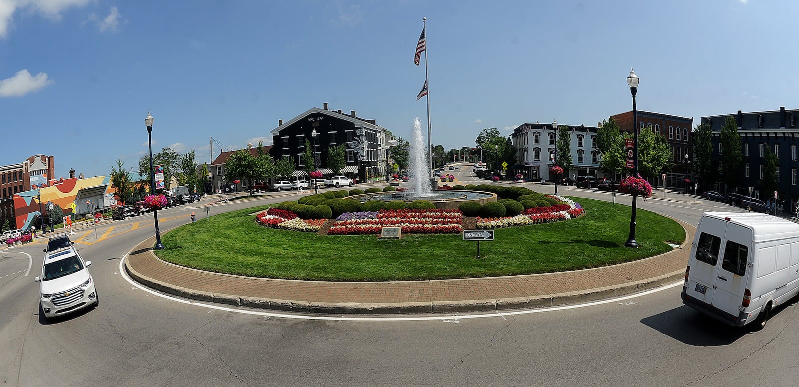 The roundabout intersection of Main and Market in the center of downtown Troy. MARSHALL GORBY\STAFF