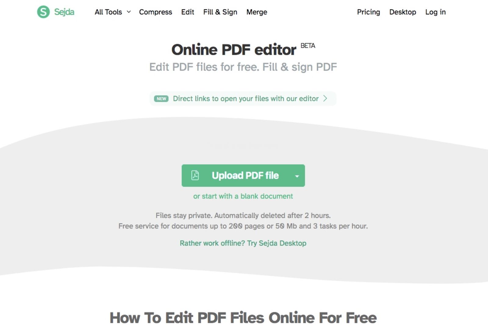 Sejda free PDF editor