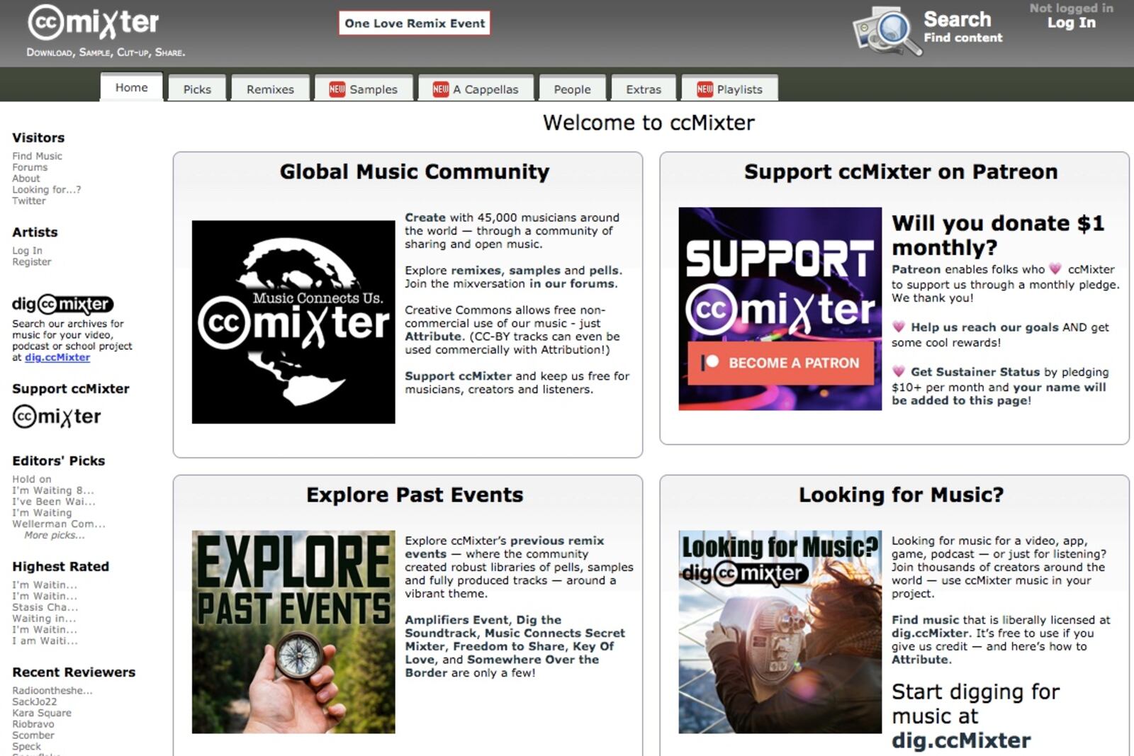 ccMixter royalty-free music website screenshot