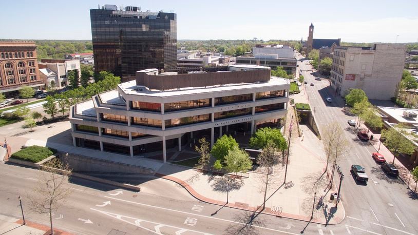 Aerial view of Springfield City Hall on April 24, 2017. TY GREENLEES / STAFF