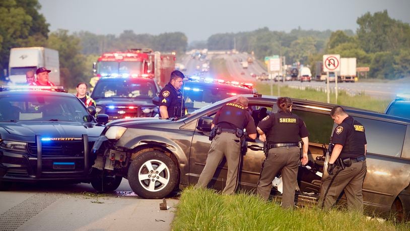 Clark County Sheriff's Office apprehended a stolen Dayton vehicle after pursuit near Enon Thursday, July 25, 2024 on Interstate 70 East. MARSHALL GORBY \STAFF