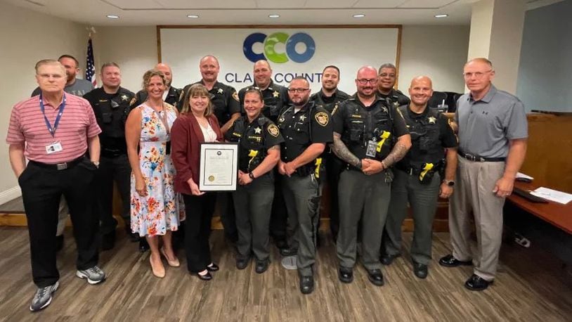 The Board of Clark County Commissioners celebrated school resource officers Wednesday, June 28, 2024. CONTRIBUTED