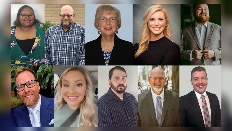 The 2024 Springfield-Clark Career Technology Center’s (CTC) Hall of Fame inductees are (from top to bottom, left to right) Kristen Clark, Doug Fields, Barbara Marshall, Jamie McKinnon, Chris Powell, Ryan Ray, Heather Reisinger, Devvan Sharp, Stephen Walters and Jacob Woosley.